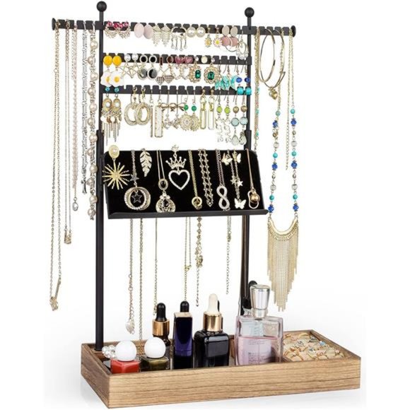 Jewelry Organizer, Jewelry Stand with Necklace Display Holder 3 Tier Organizer - Picture 1 of 7